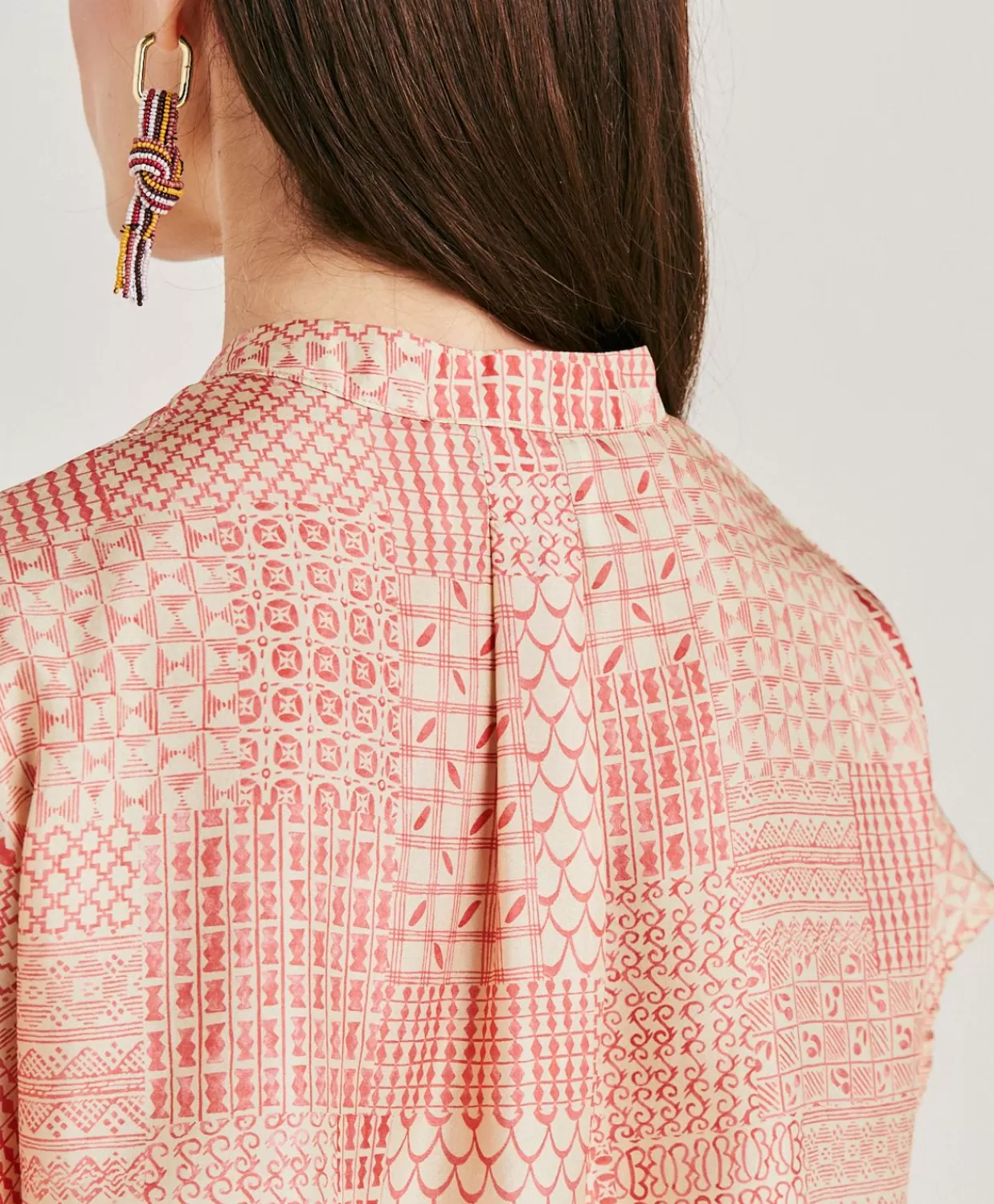 Bluse E Camicie>Momoni Blusa Paso In Haboutai Di Seta - Panna/Corallo