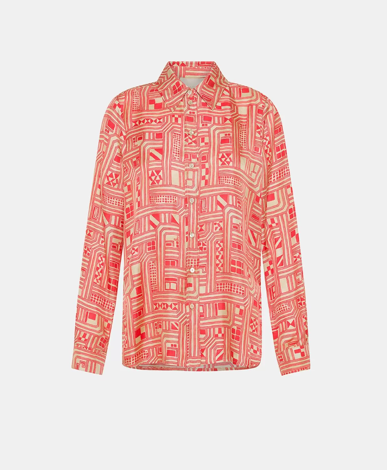 Completi E Talleur>Momoni Camicia Arles In Twill Di Seta - Beige/ Corallo