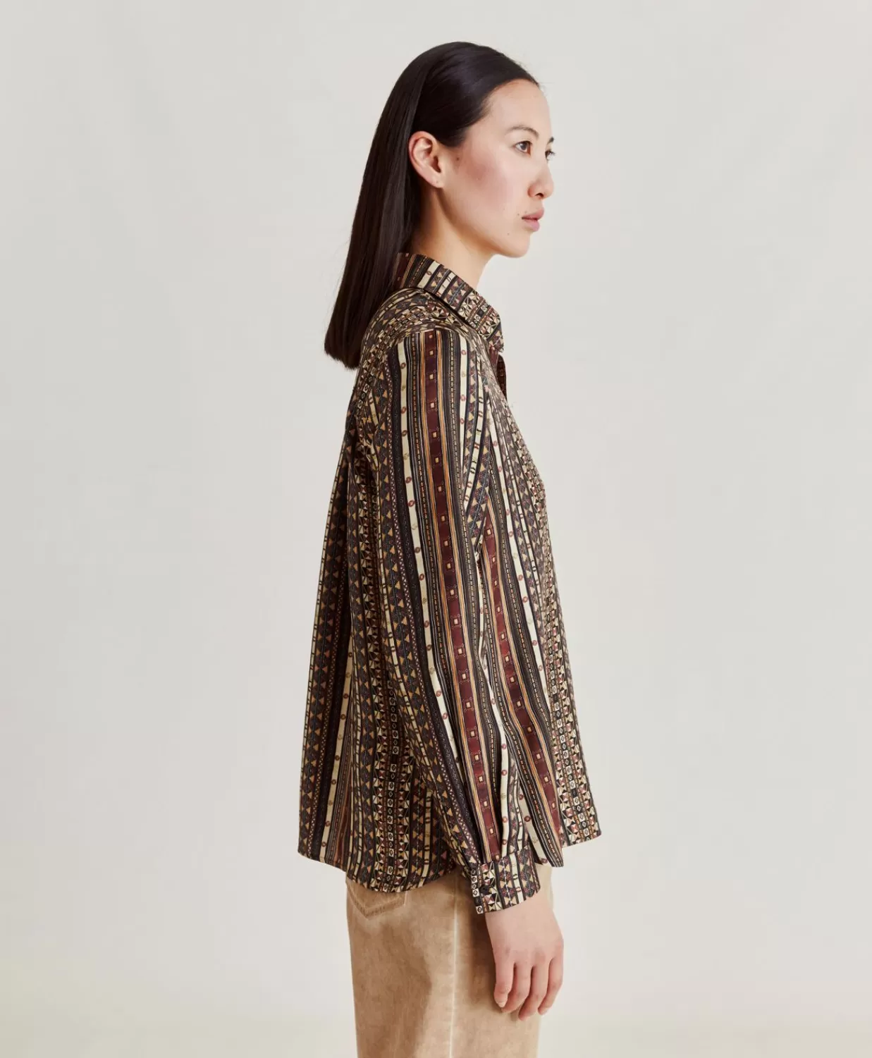 Bluse E Camicie>Momoni Camicia Arles In Twill Di Seta - Nero Multicolor