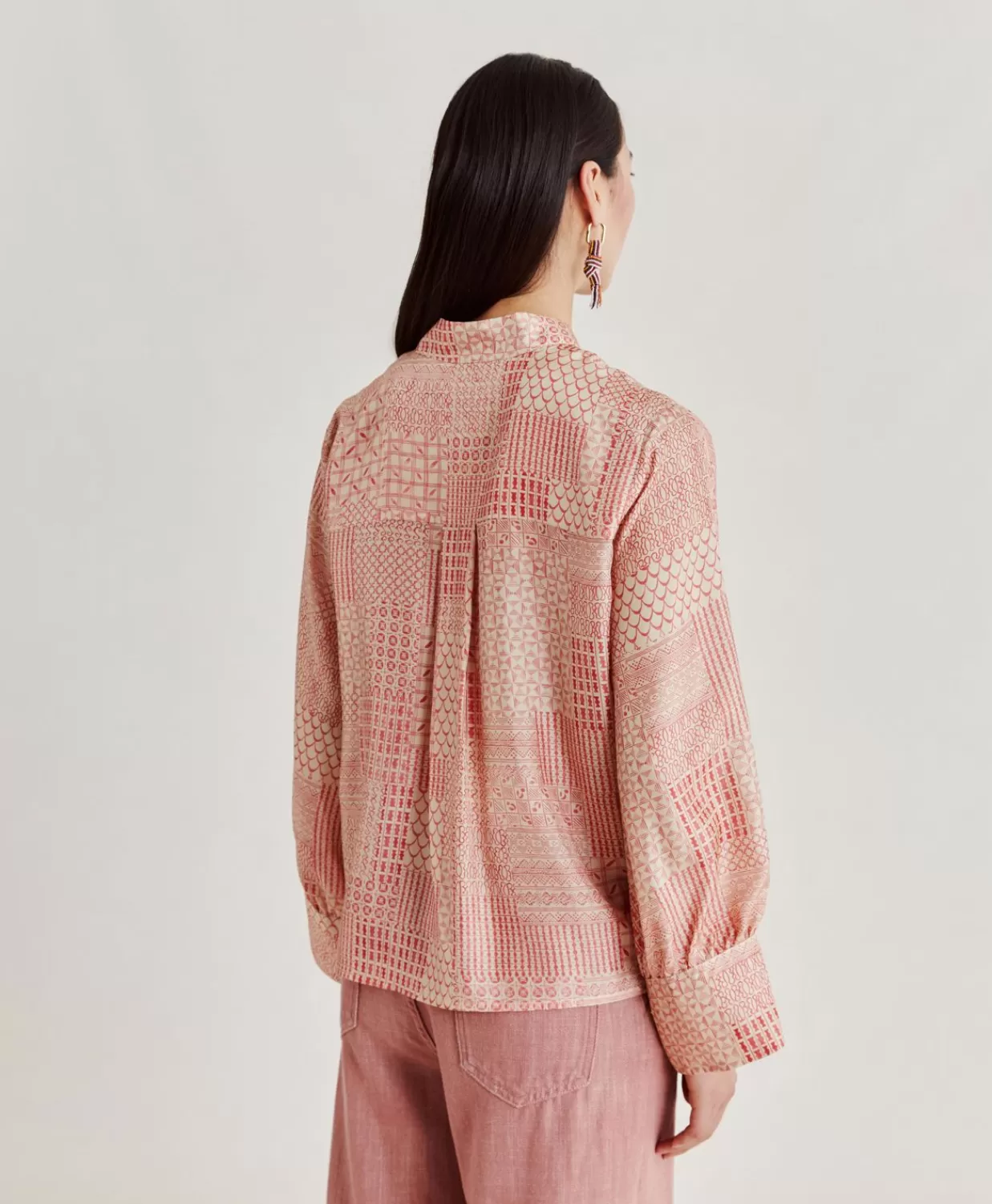 Bluse E Camicie>Momoni Camicia Franklin In Haboutai Di Seta - Panna/Corallo