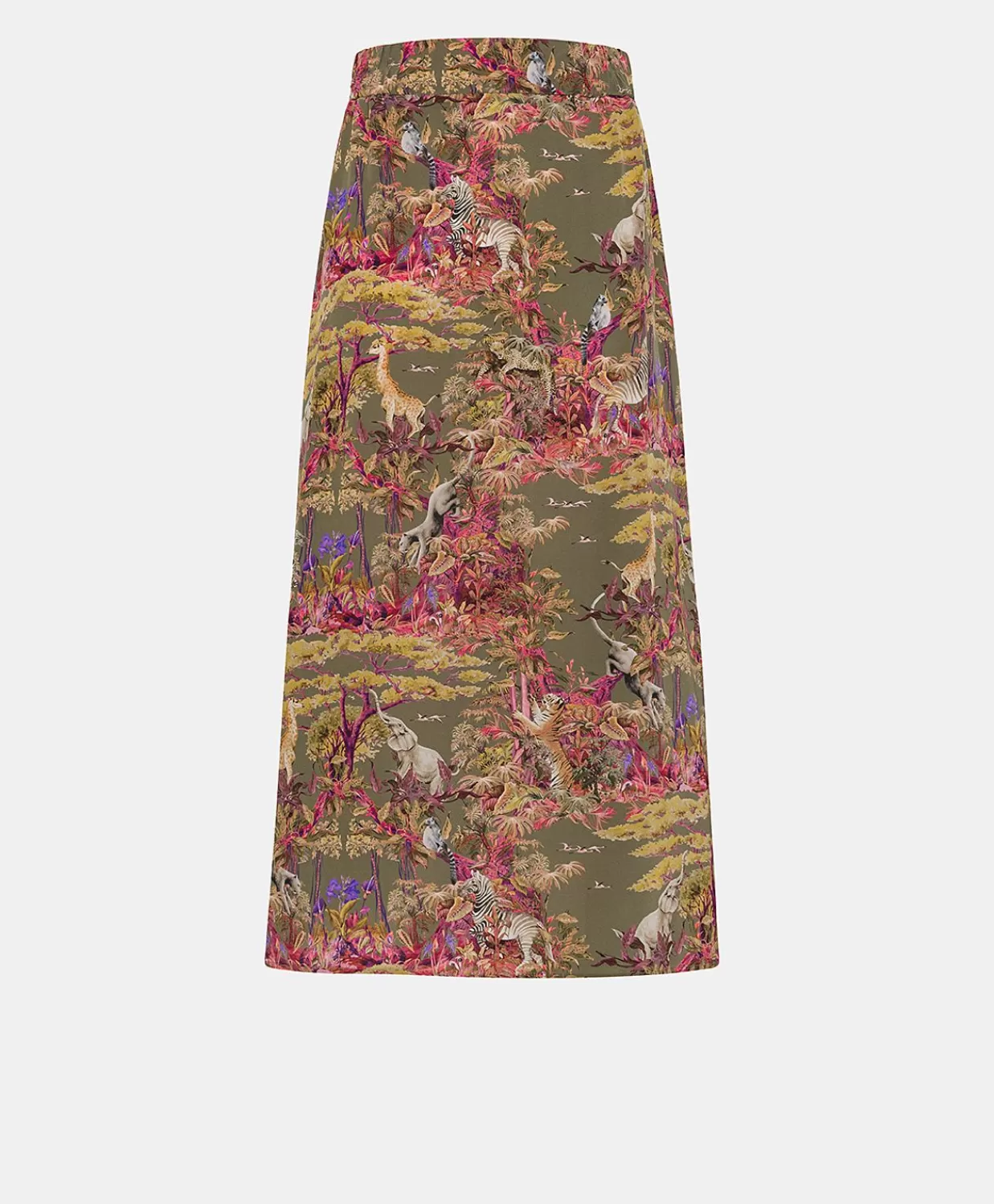 Gonne>Momoni Gonna Olla In Crepe De Chine - Oliva Multicolor