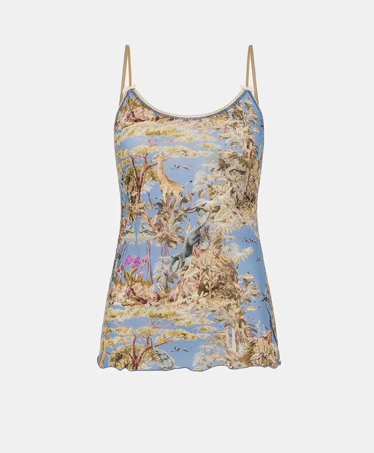 Body E Tute>Momoni Top Airelle In Nylon Stampato - Ceruleo Multicolor