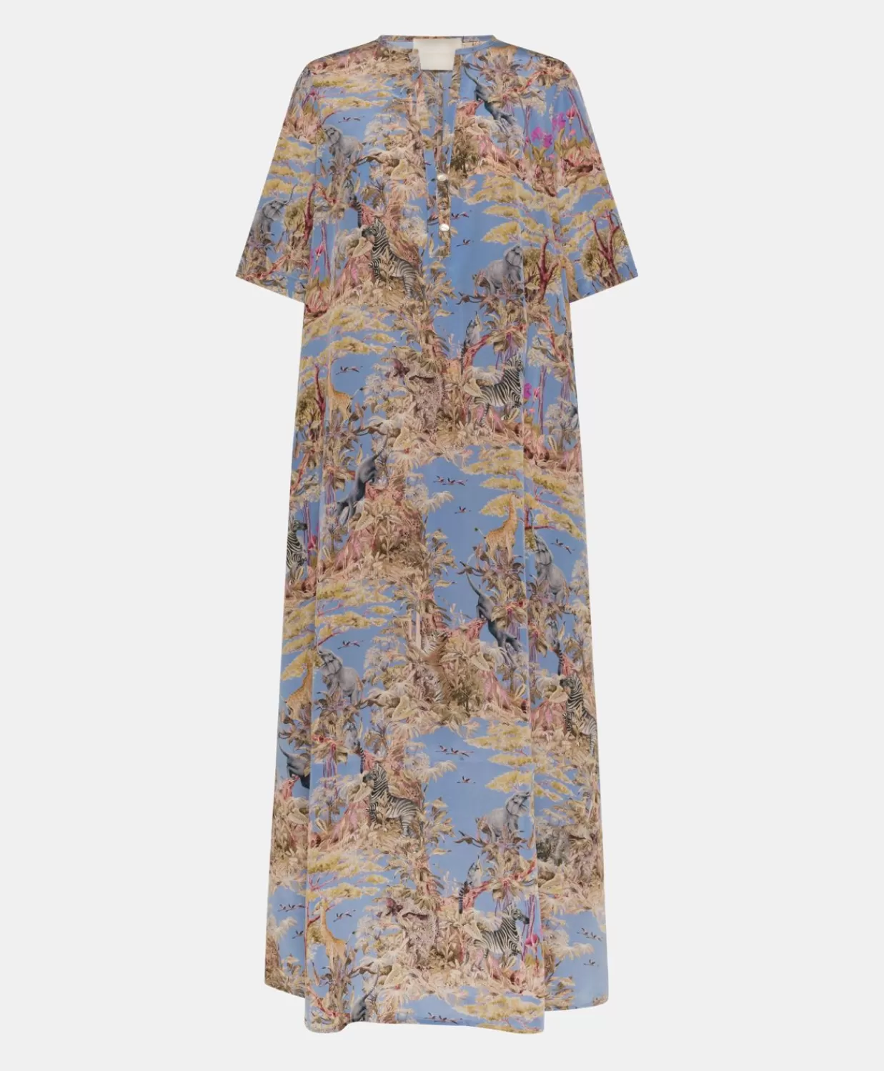 Vestiti>Momoni Vestito Penelope In Crepe De Chine - Ceruleo Multicolor