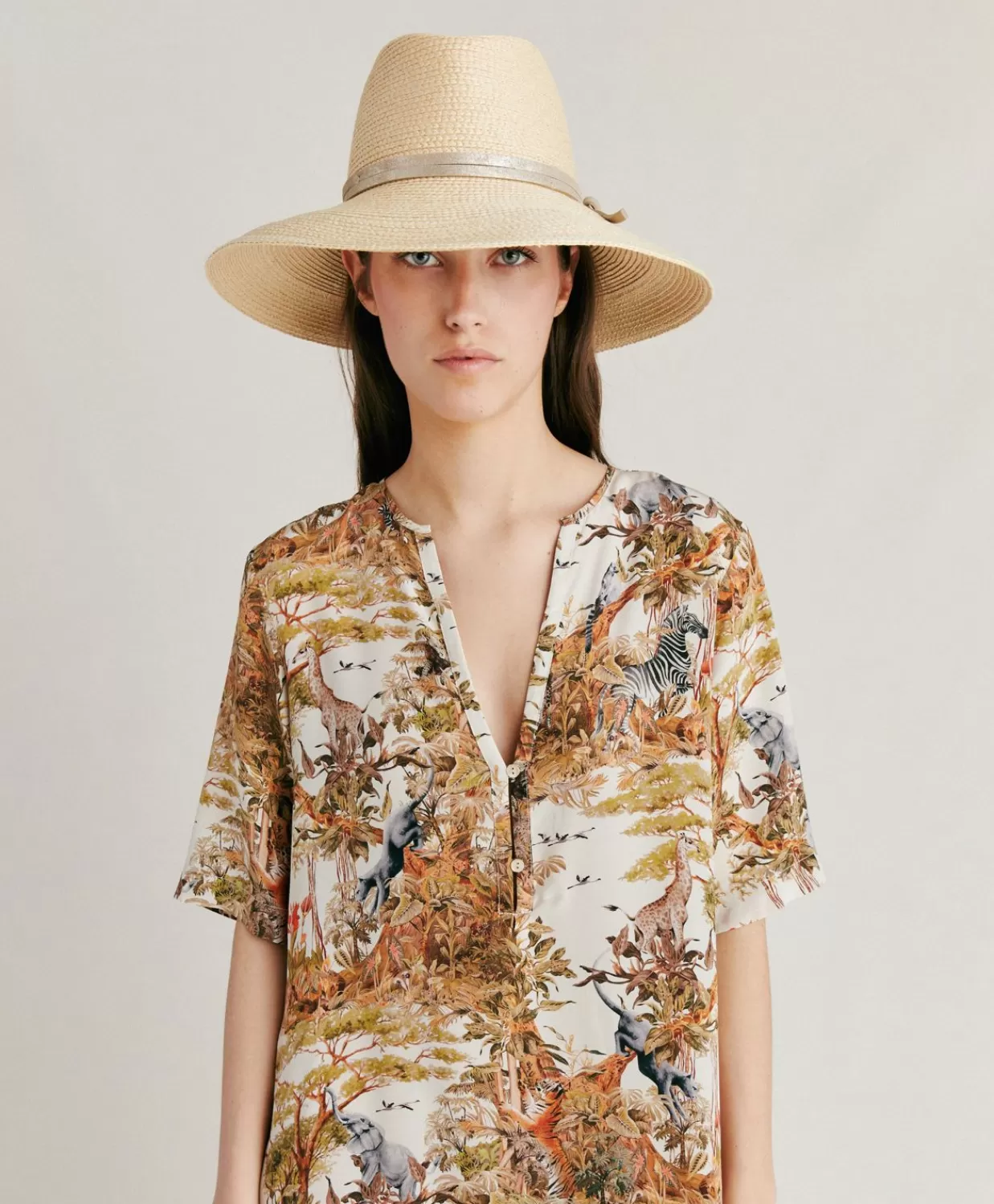 Vestiti>Momoni Vestito Penelope In Crepe De Chine - Panna / Multicolor