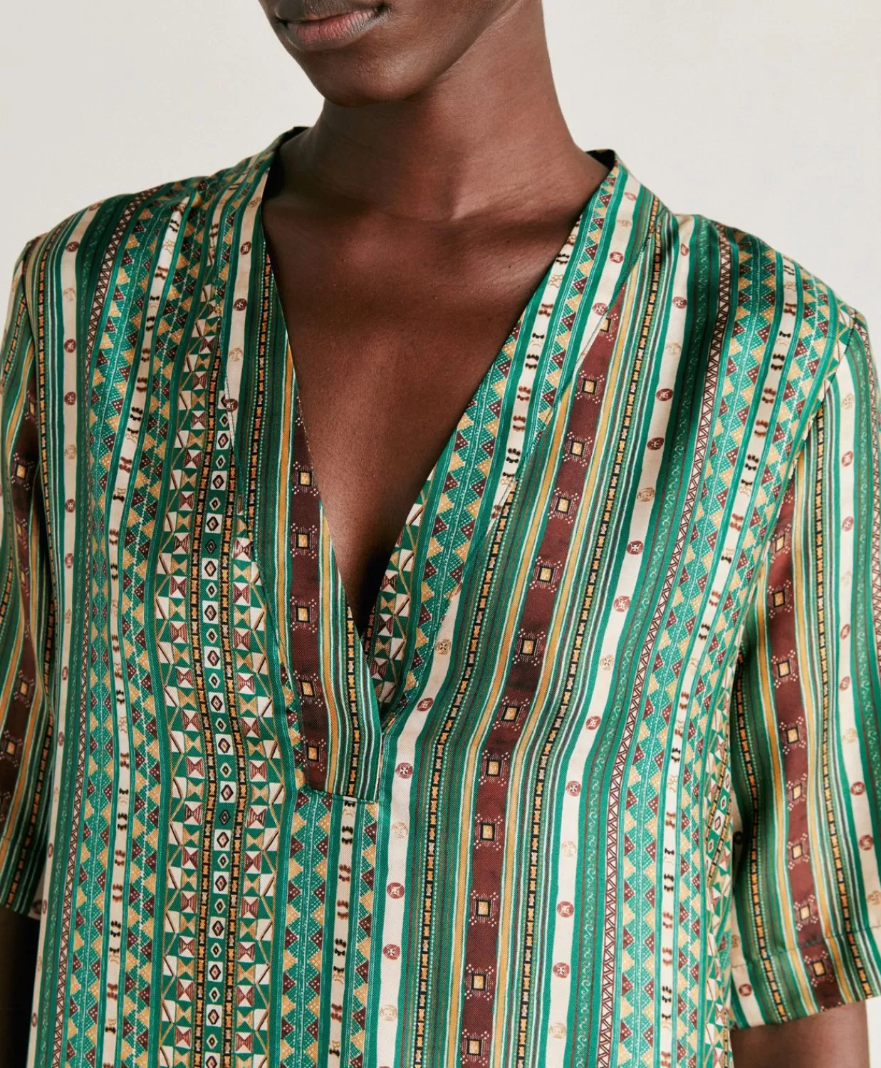 Vestiti>Momoni Vestito Sarraina In Twill Di Seta - Verde/Multicolor